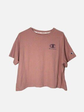 Champion Cropped Short Sleeve Tee T-shirt Pink Women's Sz 1X Excellent